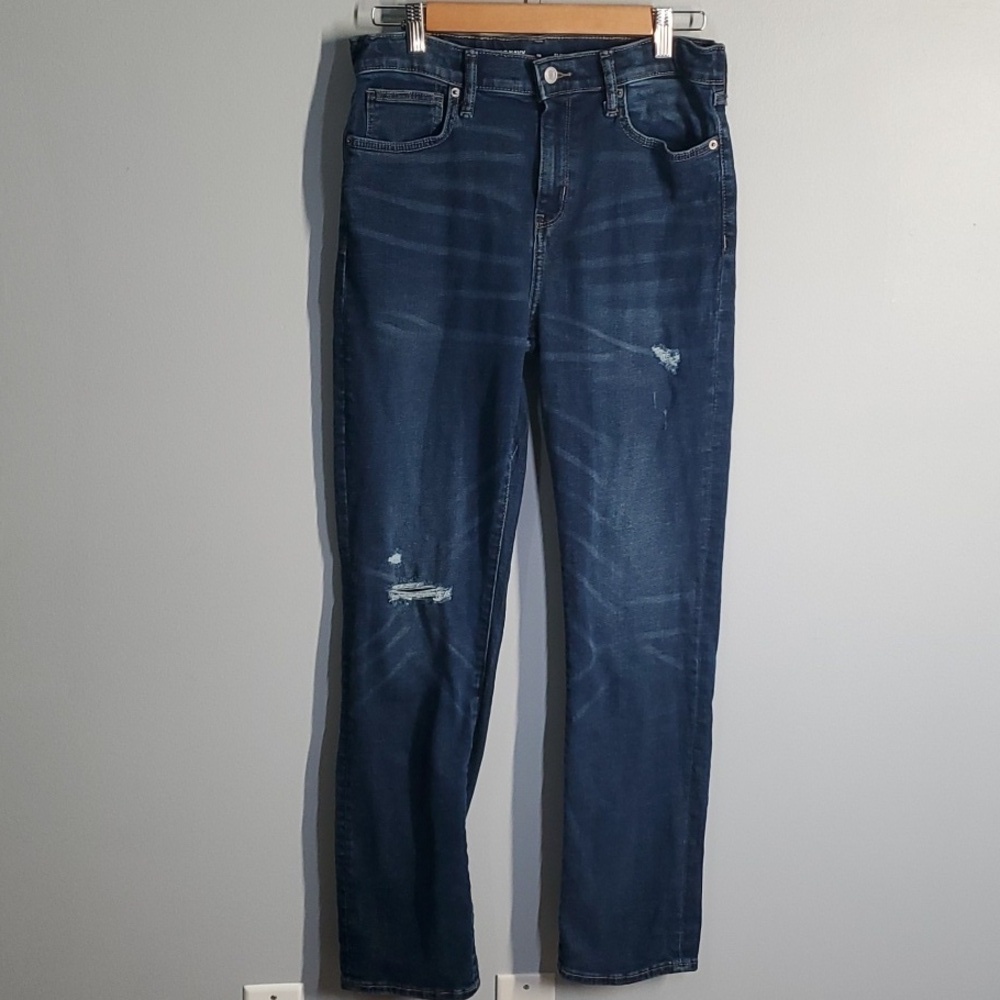 Old Navy jeans boys size 18 blue slim 360 stretch adjustable waist destroyed